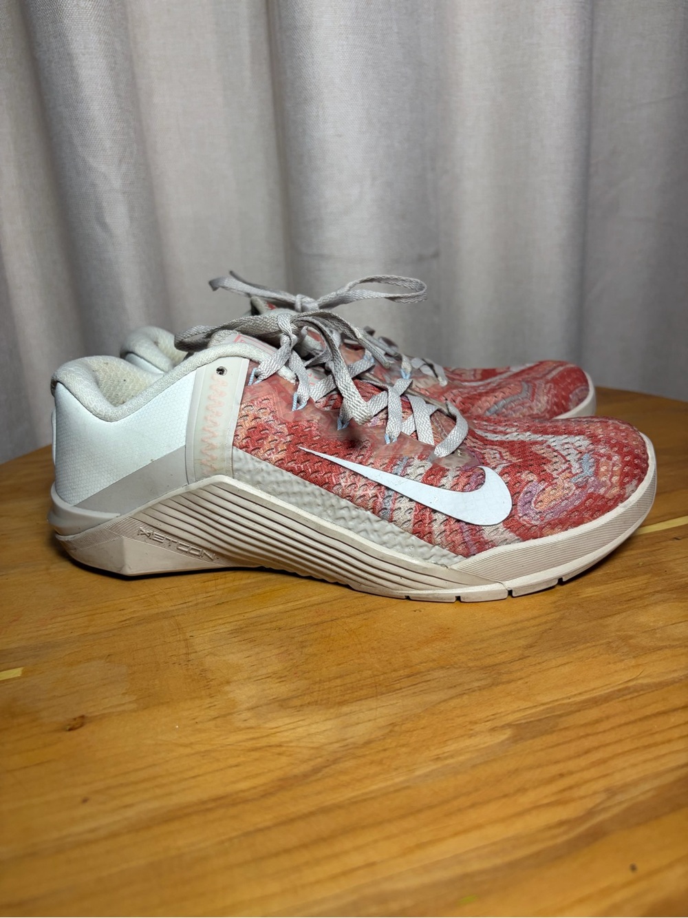 Nike Women’s Coral and White Knit Training Sneakers